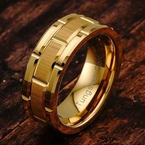 100S JEWELRY Gold Brick Pattern Beveled Edge